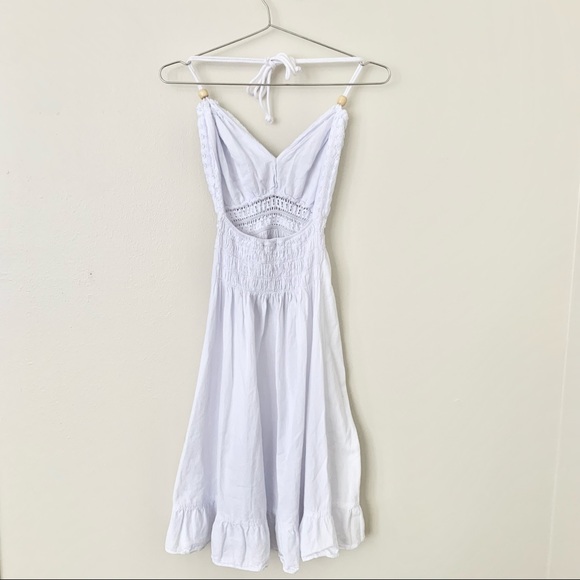 | crochet backless tie halter beach summer cover up dress | - Picture 8 of 10